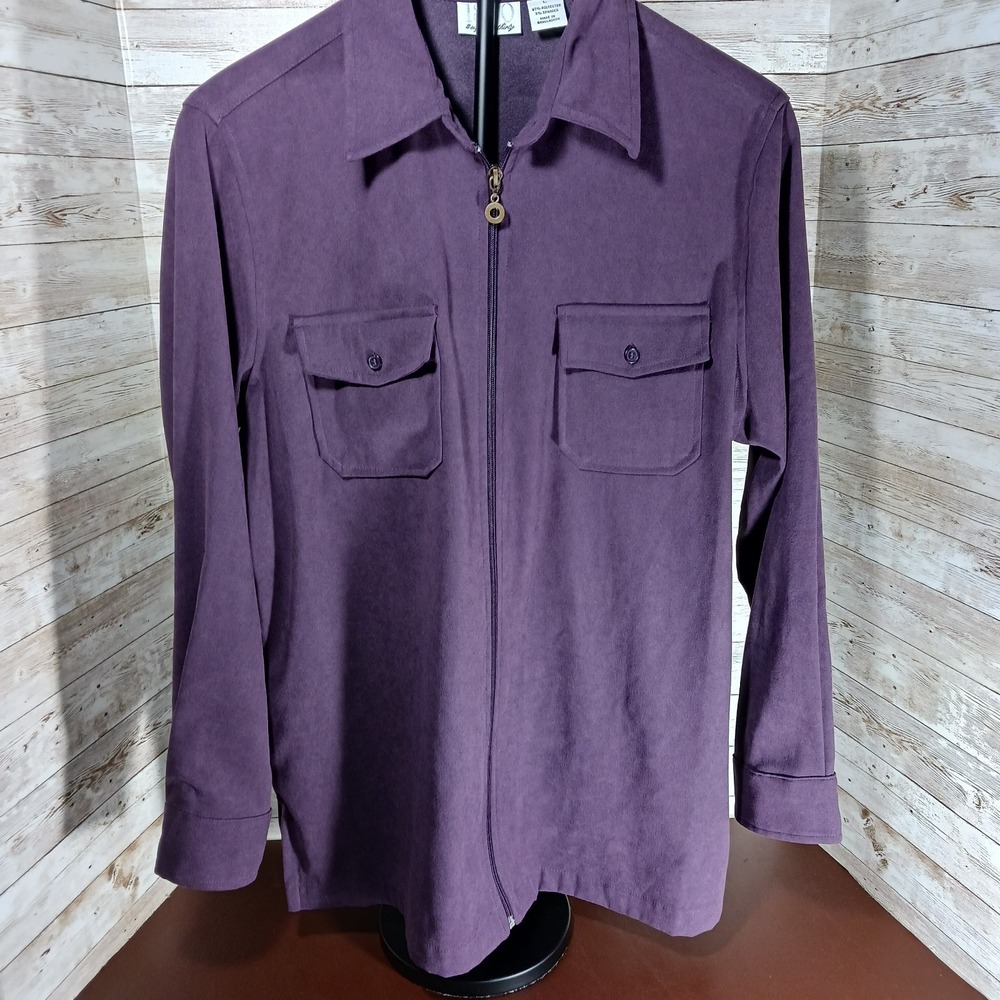 Eighteen Thirty Brand Women's Dk Purple Zip Up Shacket Size L